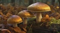 Mushrooms on autumn season, Steinpilze or Maronen-Rohrling mushrooms