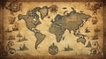 Old nautical vintage world map theme background Royalty Free Stock Photo