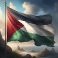 palestinian flag on palestine city background, watercolor