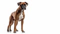 Confused Boxer dog on isolated white background Royalty Free Stock Photo