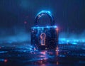 Cyber Security Digital Lock for Data Protection and Network Security Technology Royalty Free Stock Photo