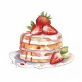 Photo watercolor of a strawberry cake on a white background Royalty Free Stock Photo