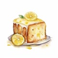 Photo watercolor of a lemon cake on a white background Royalty Free Stock Photo