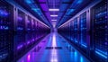 Modern Data Center Server Room with Cloud Computing and Cyber Security Technology Royalty Free Stock Photo