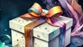 Web banner 16:9 aspect ratio - Gift Box wrapped in ribbon, pastel tones