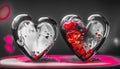 Two clear glass hearts with red accents Royalty Free Stock Photo