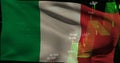 Image of waving italy flag over financial data processing Royalty Free Stock Photo