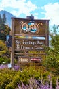 Welcome sign for mountain town of Ouray in Colorado, USA