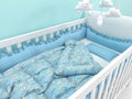 Image of white baby cot with decor Royalty Free Stock Photo