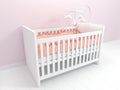 Image of white baby cot with decor Royalty Free Stock Photo