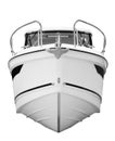 The image of white luxury motor boat, luxury motor boat front view isolated on white Royalty Free Stock Photo