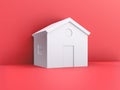 An Image of white Papercraft House on a red background. Searching for real estate property, house or new home Royalty Free Stock Photo