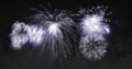 Image of white and purple fireworks exploding on black background