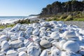 White rocks with messages written on them by travellers at Bruce Bay, on the West Coast of New Zealand Royalty Free Stock Photo