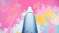 White spray bottle mockup against a colorful abstract splatter background Royalty Free Stock Photo