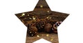 Image of white star over christmas lights Royalty Free Stock Photo