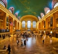 Wide panorama of Grand Central Station full of travelers in New York City