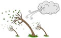 Windy Day Trees and Cloud Blowing Wind Royalty Free Stock Photo