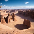 Winter at Tantora Hot Air Balloon Festival over Mada\'in Saleh (Hegra) ancient site, Al Ula, Saudi Arabia made with