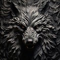 Image of a wolf face that is intricately crafted in three dimensions. Wildlife Animals. Illustration, Generative AI