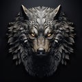 Image of a wolf face that is intricately crafted in three dimensions. Wildlife Animals. Illustration, Generative AI