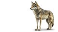 An image of wolf standing on white background. Generative AI Royalty Free Stock Photo