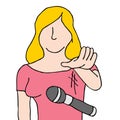 Woman dropping the microphone Cartoon