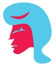 A woman with pink face vector or color illustration