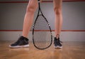 Image of a woman playing squash. Sports concept Royalty Free Stock Photo