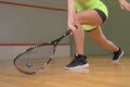 Image of a woman playing squash. Sports concept Royalty Free Stock Photo