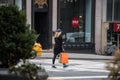 Female shopper walking in New York City