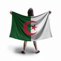 Women and Algerian flag