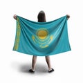 Women and Kazakh flag