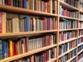 Image of wooden book shelf with books Royalty Free Stock Photo