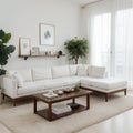 Wooden coffee tables with contemporary sofa