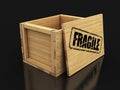 Wooden crate with stamp Fragile. Image with clipping path Royalty Free Stock Photo