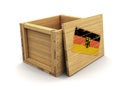 Wooden crate with stamp German flag. Image with clipping path