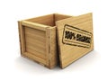 Wooden crate with stamp 100% Organic. Image with clipping path Royalty Free Stock Photo