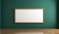 image of a wooden frame with royal green wall