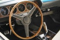 Image of Wooden interior of antique luxury car. Retro feel photographic effect Royalty Free Stock Photo