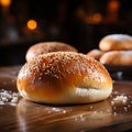 Image Wooden table elegance freshly baked bread with sesame seeds texture