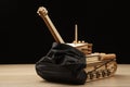 Image of wooden tank dark background