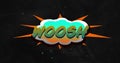 Image of woosh text over green shapes on black background Royalty Free Stock Photo