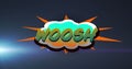 Image of woosh text over light trail on black background Royalty Free Stock Photo