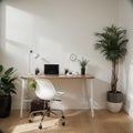 Working at home concept working at home Modern home living room interior design boss lady boss Aesthetic minimalist workspace