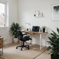 Working at home concept working at home Modern home living room interior design boss lady boss Aesthetic minimalist workspace