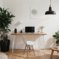 Working at home concept working at home Modern home living room interior design boss lady boss Aesthetic minimalist workspace