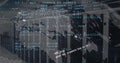 Image of world map and coding data processing over computer server room Royalty Free Stock Photo