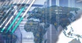 Image of world map and data processing with connections over computer server Royalty Free Stock Photo