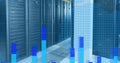 Image of world map, statistics and data processing over computer servers Royalty Free Stock Photo